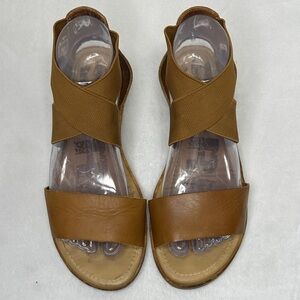 Sorel Women’s Ella Tan Brown Crisscross Leather Sandals 8